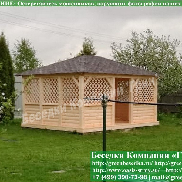 Деревянная Летняя Беседка Для Дачи Из Блокхауса 4х5