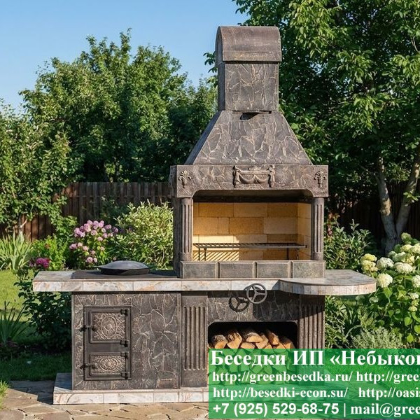 Печь-Барбекю С Плитой Для Беседки, Летней Кухни № 20