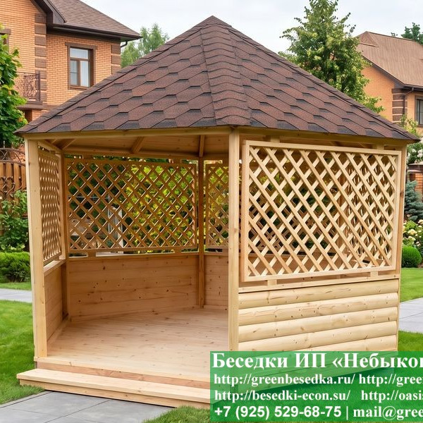 Круглая Деревянная Шестигранная Беседка Для Дачи Ø4