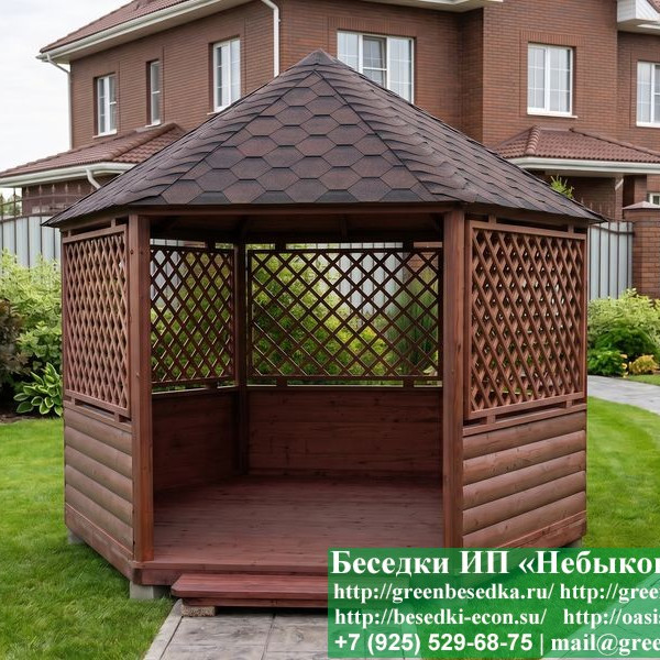 Круглая Деревянная Шестигранная Беседка Для Дачи Ø4