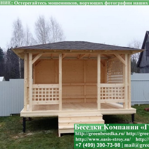 Летняя Деревянная Беседка Для Дачи 3х4. Вариант № 1
