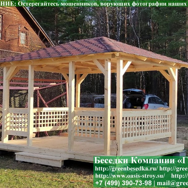 Летняя Деревянная Беседка Для Дачи 3х4. Вариант № 1