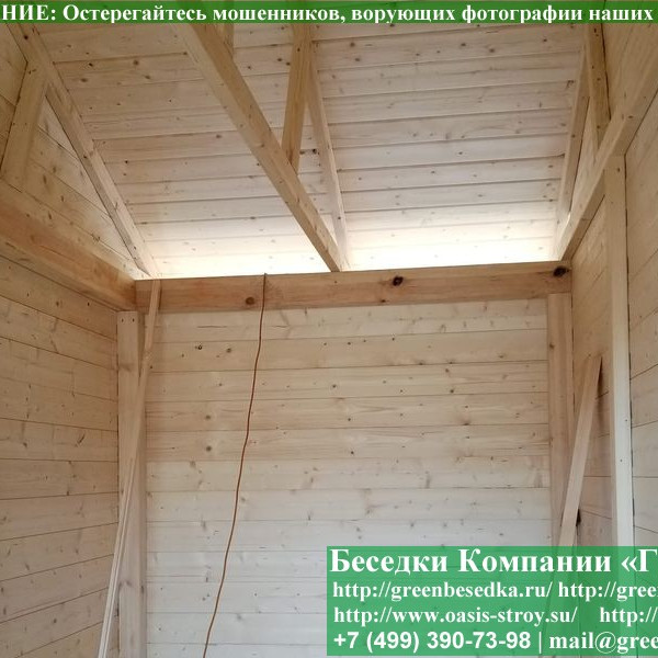 Двухскатаня Деревянная Беседка Для Дачи С Хозблоком 4х6