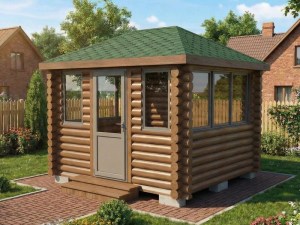 3x3brevno-alum-001_300x225 image Застекленная Беседка Из Бревна С Алюминиевыми Окнами 3х3