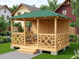 Летняя Деревянная Беседка Для Дачи С Узором Кристаллической Решетки 3х4