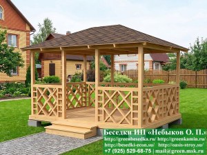 Летняя Деревянная Беседка Для Дачи С Узором Кристаллической Решетки 3х4