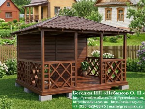 Летняя Деревянная Беседка Для Дачи С Узором Кристаллической Решетки 3х4