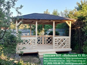 Летняя Деревянная Беседка Для Дачи С Узором Кристаллической Решетки 3х4