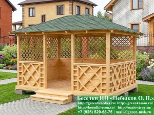 Летняя Деревянная Беседка Для Дачи С Узором Кристаллической Решетки 3х4