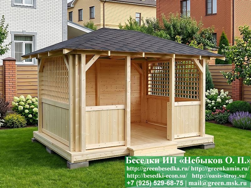 3x4minishater-017_800x600 image Летняя Деревянная Беседка Для Дачи 3х4. Вариант № 2