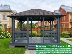 Летняя Деревянная Беседка Для Дачи 3х4. Вариант № 1