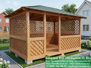 3x4minishater-07_300x225 image Летняя Деревянная Беседка Для Дачи 3х4. Вариант № 2