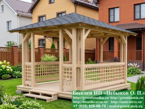 Летняя Деревянная Беседка Для Дачи 3х4. Вариант № 1