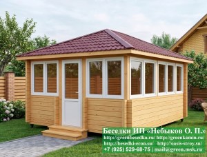 Закрытая застеленная беседка из бруса 4х5 и 4х6