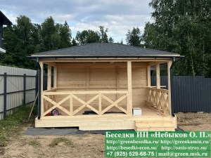 Летняя Беседка Для Дачи С Зоной-Барбекю 4х5. Барбекю из кирпича приобретается отдельно. Цена комплекса барбекю 250-300 тыс. руб. Срок строительства барбекю 2-3 недели