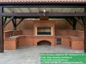 belyj-barbeku-04_300x225 image Навес под мангальную зону барбекю. Угловой комплекс барбекю под навесом