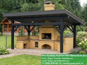 belyj-barbeku-05_300x225 image Навес под мангальную зону барбекю. Угловой комплекс барбекю под навесом